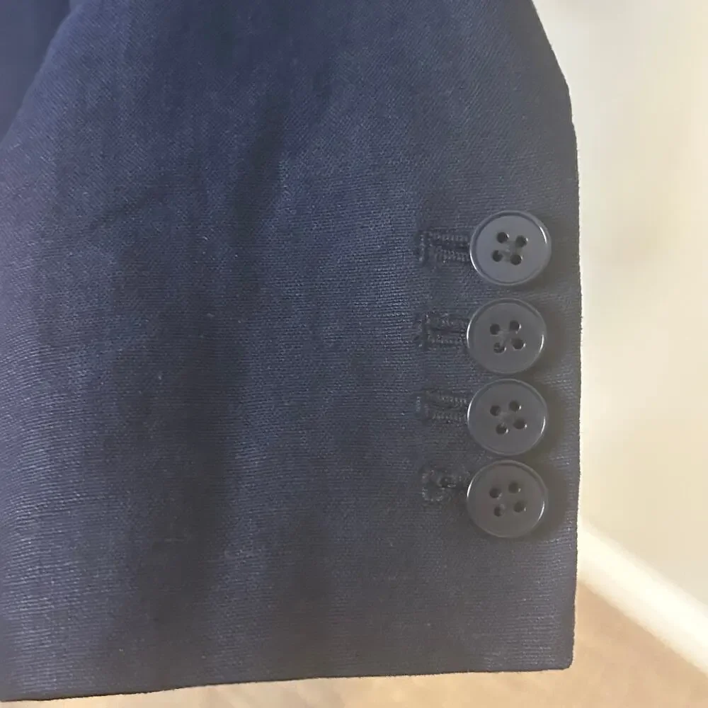 J. crew women's navy 100% linen one button blazer fully lined size 0